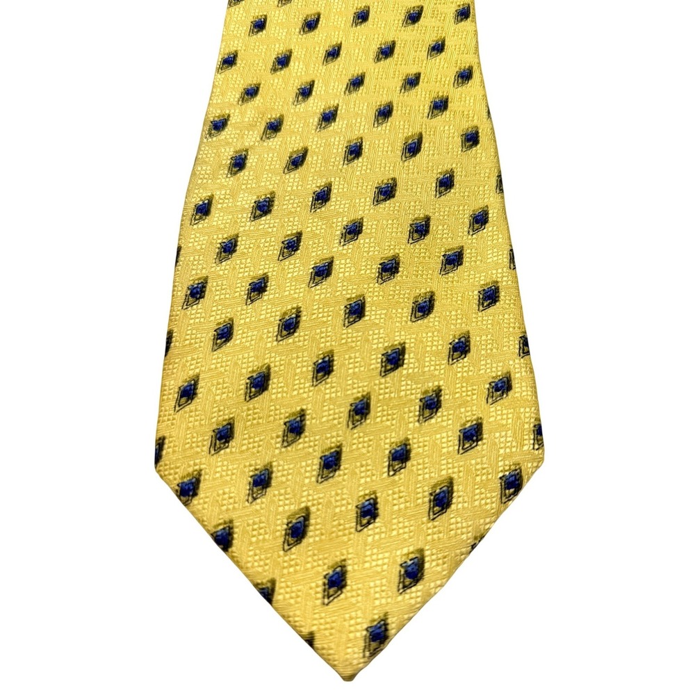 J. Garcia Silk Tie Yellow‎ Blue Geometric Collection 15 Vintage Art Tie